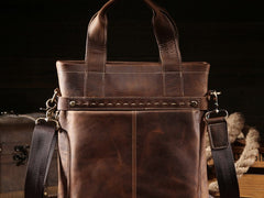 Vintage Leather Men Handbag Briefcase Shoulder Bag Work Bag For Men