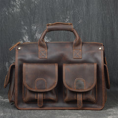 Vintage Leather Men Large Travel Bag Weekender Business Bag For Men