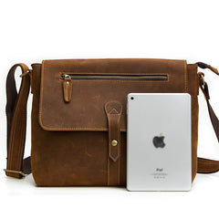 Vintage Leather Men Cool Messenger Bag Shoulder Bag CrossBody Bag For Men