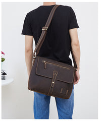 Vintage Leather Men Cool Messenger Bag Shoulder Bag CrossBody Bag For Men