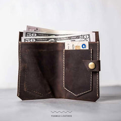 Vintage Leather Men Small Bifold Wallet billfold Wallet for Men