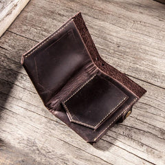 Vintage Leather Men Small Bifold Wallet billfold Wallet for Men