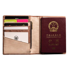 Vintage Leather Men Small Slim Travel Wallet billfold Passport Wallet for Men