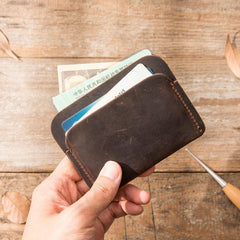 Vintage Leather Mens Card Holders Slim Front Pocket Wallet Card Wallets for Men