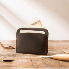Vintage Leather Mens Card Holders Slim Front Pocket Wallet Card Wallets for Men