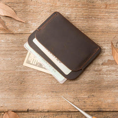 Vintage Leather Mens Card Holders Slim Front Pocket Wallet Card Wallets for Men