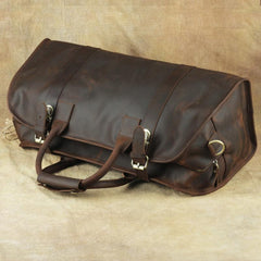 Vintage Leather Mens Dark Brown Large Weekender Bag Vintage Cool Travel Bag Duffle Bag for Men
