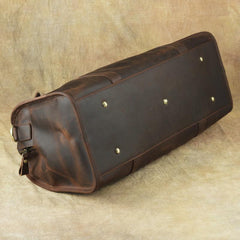 Vintage Leather Mens Dark Brown Large Weekender Bag Vintage Cool Travel Bag Duffle Bag for Men