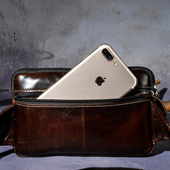 Vintage Leather Mens Fanny Pack Waist Bag Hip Pack Belt Bag Bumbag for Men