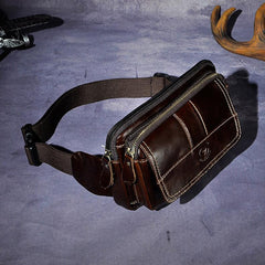 Vintage Leather Mens Fanny Pack Waist Bag Hip Pack Belt Bag Bumbag for Men