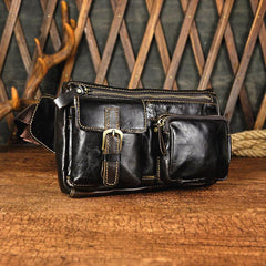 Vintage Leather Mens Fanny Pack Waist Bag Hip Pack Belt Bag Bumbag for Men