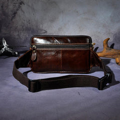 Vintage Leather Mens Fanny Pack Waist Bag Hip Pack Belt Bag Bumbag for Men