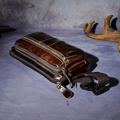 Vintage Leather Mens Fanny Pack Waist Bag Hip Pack Belt Bag Bumbag for Men