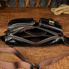 Vintage Leather Mens Fanny Pack Waist Bag Hip Pack Belt Bag Bumbag for Men