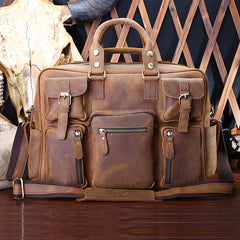 Vintage Leather Mens Large Handbag Weekender Bag Travel Bag