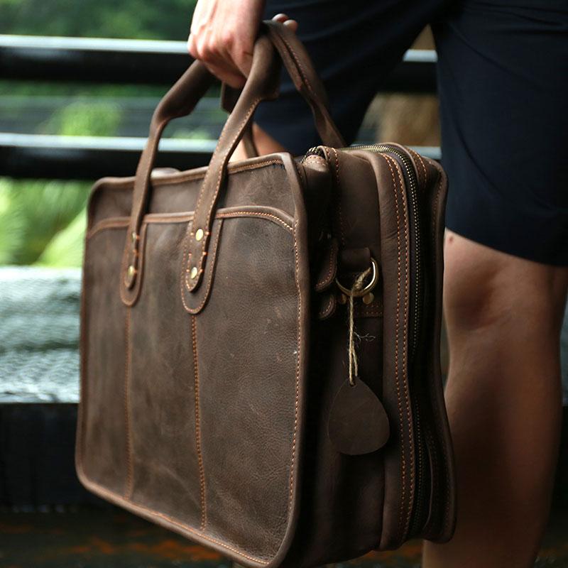 Vintage Leather Mens Large Weekender Bag Travel Bags Handbags Shoulder Bags for men