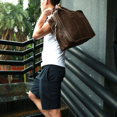 Vintage Leather Mens Large Weekender Bag Travel Bags Handbags Shoulder Bags for men