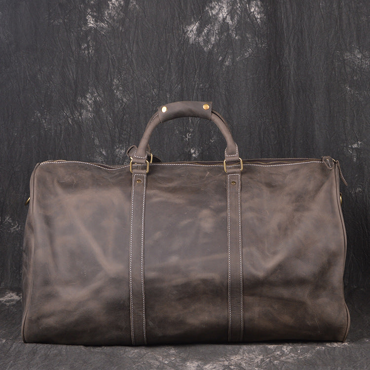 Vintage Leather Mens Large Weekender Bag Travel Bag Duffle Bag