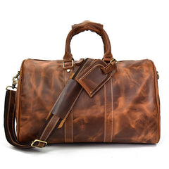 Vintage Leather Mens Large Weekender Bag Travel Bag Duffle Bag