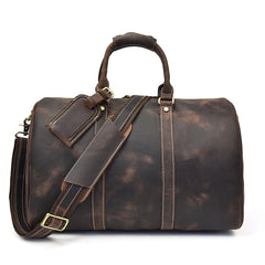 Vintage Leather Mens Large Weekender Bag Travel Bag Duffle Bag
