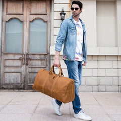 Vintage Leather Mens Large Weekender Bag Travel Bag Duffle Bag