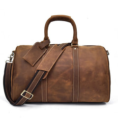 Vintage Leather Mens Large Weekender Bag Travel Bag Duffle Bag