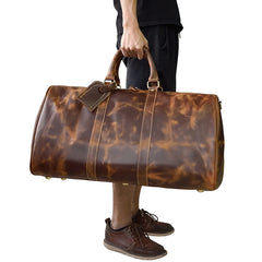 Vintage Leather Mens Large Weekender Bag Travel Bag Duffle Bag