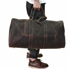 Vintage Leather Mens Large Weekender Bag Travel Bag Duffle Bag