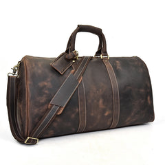 Vintage Leather Mens Large Weekender Bag Travel Bag Duffle Bag