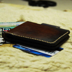 Vintage Leather Mens Slim Small Wallet Leather Small Wallets billfold Wallet for Men