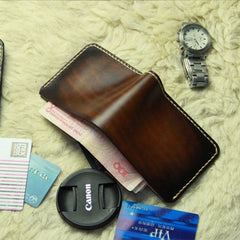 Vintage Leather Mens Slim Small Wallet Leather Small Wallets billfold Wallet for Men