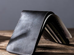 Vintage Leather Mens Small Wallet Bifold billfold Wallet for Men