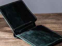 Vintage Leather Mens Small Wallet Bifold billfold Wallet for Men