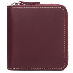 Vintage Leather Mens Small Wallet Zipper billfold Wallet for Men