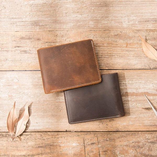Vintage Leather Mens Small Wallets Bifold Slim billfold Front Pocket Wallet for HB00681008