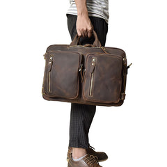 Vintage Leather Mens Travel Bag Backpack Briefcase for men