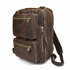 Vintage Leather Mens Travel Bag Backpack Briefcase for men