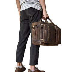 Vintage Leather Mens Travel Bag Backpack Briefcase for men