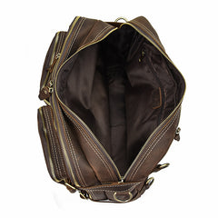 Vintage Leather Mens Travel Bag Backpack Briefcase for men