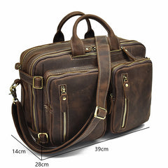 Vintage Leather Mens Travel Bag Backpack Briefcase for men