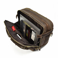 Vintage Leather Mens Travel Bag Backpack Briefcase for men