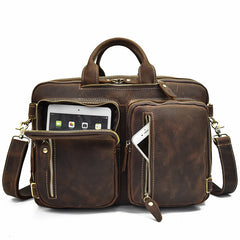 Vintage Leather Mens Travel Bag Backpack Briefcase for men
