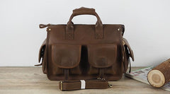 Vintage Leather Mens Travel Bag Overnight Bag Work Handbag Business Bag for Men