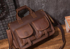 Vintage Leather Mens Travel Bag Overnight Bag Work Handbag Business Bag for Men
