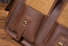 Vintage Leather Mens Travel Bag Overnight Bag Work Handbag Business Bag for Men