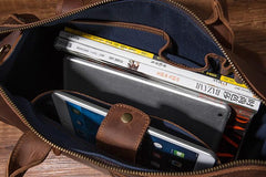 Vintage Leather Mens Travel Bag Overnight Bag Work Handbag Business Bag for Men