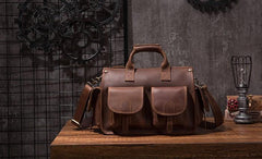 Vintage Leather Mens Travel Bag Overnight Bag Work Handbag Business Bag for Men
