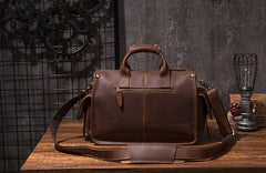 Vintage Leather Mens Travel Bag Overnight Bag Work Handbag Business Bag for Men