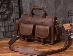 Vintage Leather Mens Travel Bag Overnight Bag Work Handbag Business Bag for Men