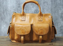 Vintage Leather Mens Travel Bag Overnight Bag Work Handbag Business Bag for Men